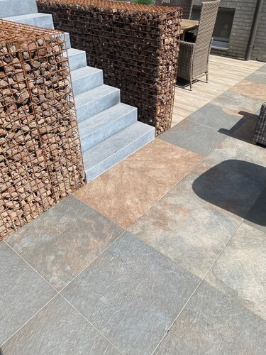 keramische terrastegel copper slate 60x60x2 leisteenlook terras buitentegel